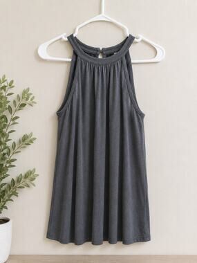 LOFT Charcoal Gray Sleeveless Halter Swing Top Medium